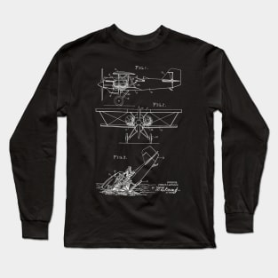 Emergency Floating Aircraft Vintage Patent Hand Drawing Long Sleeve T-Shirt